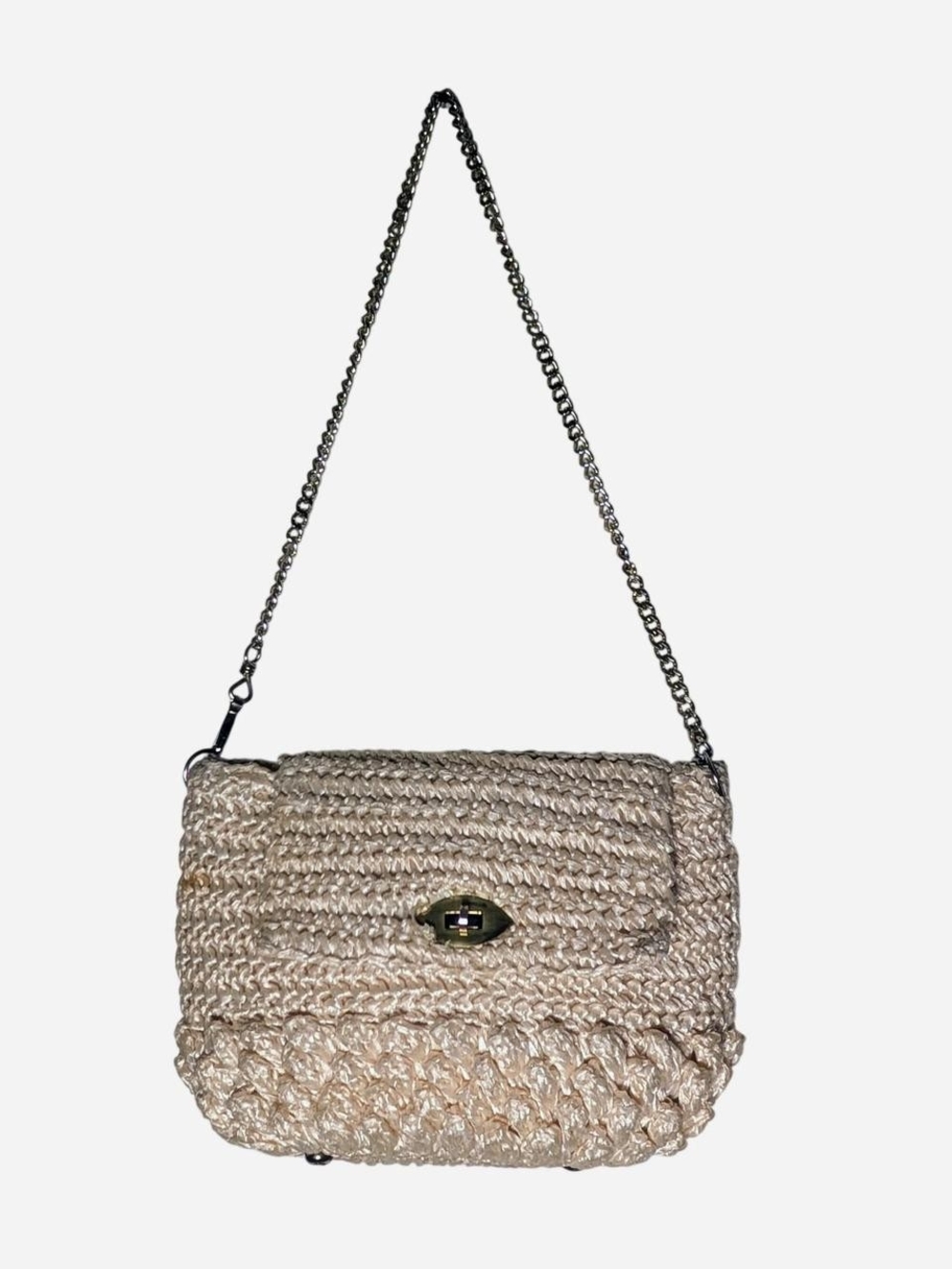 Vintage Federali Made in Japan Ivory Crochet Chain Shoulder Bag